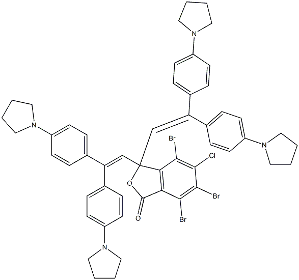 3,3-Bis[2,2-bis[4-(1-pyrrolidinyl)phenyl]vinyl]-4,6,7-tribromo-5-chlorophthalide,,结构式