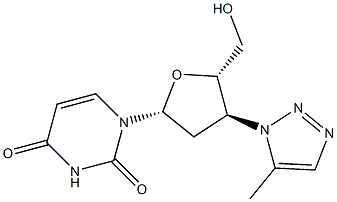 3'-(5-Methyl-1H-1,2,3-triazol-1-yl)-2',3'-dideoxyuridine,,结构式