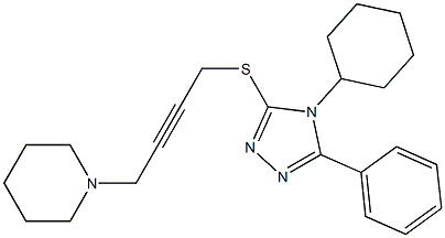 4-Cyclohexyl-5-phenyl-3-[[4-piperidino-2-butynyl]thio]-4H-1,2,4-triazole Structure