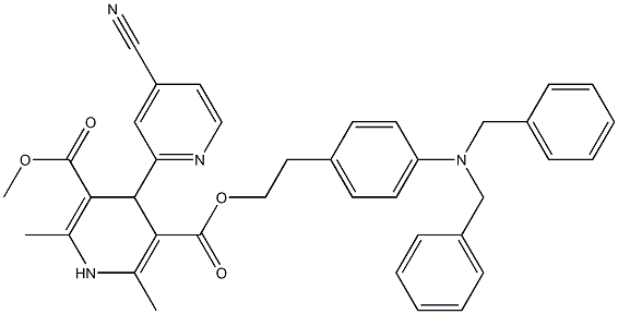 2,6-Dimethyl-4-(4-cyano-2-pyridyl)-1,4-dihydropyridine-3,5-dicarboxylic acid 3-methyl 5-[2-[4-dibenzylaminophenyl]ethyl] ester,,结构式