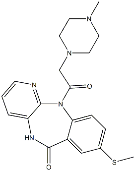 5,11-Dihydro-8-methylthio-11-[(4-methyl-1-piperazinyl)acetyl]-6H-pyrido[2,3-b][1,4]benzodiazepin-6-one 结构式