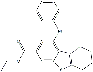 5,6,7,8-Tetrahydro-4-(phenylamino)[1]benzothieno[2,3-d]pyrimidine-2-carboxylic acid ethyl ester 结构式