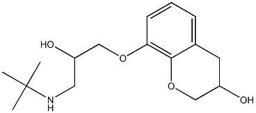 3,4-Dihydro-8-[2-hydroxy-3-[tert-butylamino]propoxy]-2H-1-benzopyran-3-ol,,结构式
