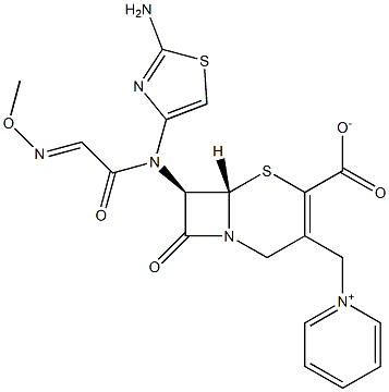 (7R)-7-[(2-Amino-4-thiazolyl)(methoxyimino)acetylamino]-3-[pyridinium-1-ylmethyl]cepham-3-ene-4-carboxylic acid Structure