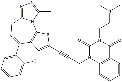 4-(2-Chlorophenyl)-9-methyl-2-[3-[[3-(2-dimethylaminoethyl)-1,2,3,4-tetrahydro-2,4-dioxoquinazolin]-1-yl]-1-propynyl]-6H-thieno[3,2-f][1,2,4]triazolo[4,3-a][1,4]diazepine|