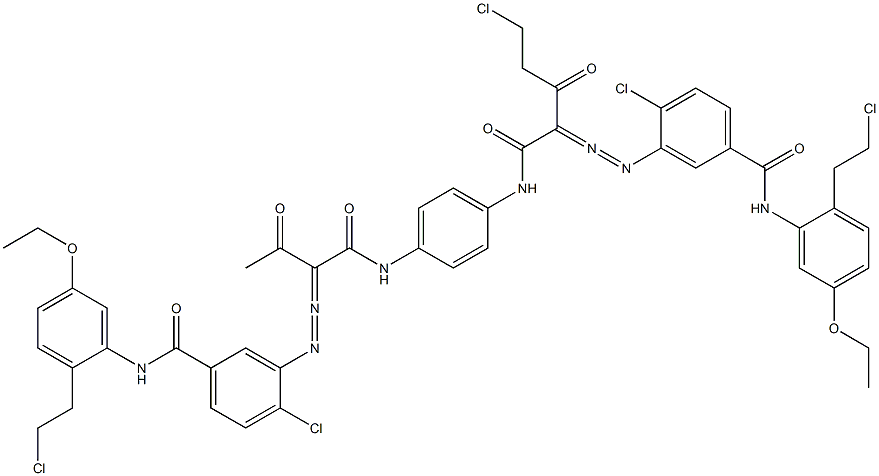3,3'-[2-(Chloromethyl)-1,4-phenylenebis[iminocarbonyl(acetylmethylene)azo]]bis[N-[2-(2-chloroethyl)-5-ethoxyphenyl]-4-chlorobenzamide],,结构式