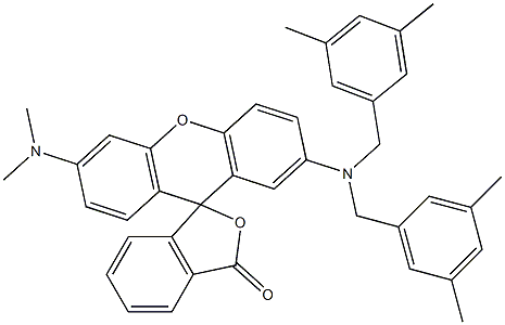 3'-(Dimethylamino)-7'-[bis(3,5-dimethylbenzyl)amino]spiro[isobenzofuran-1(3H),9'-[9H]xanthen]-3-one,,结构式