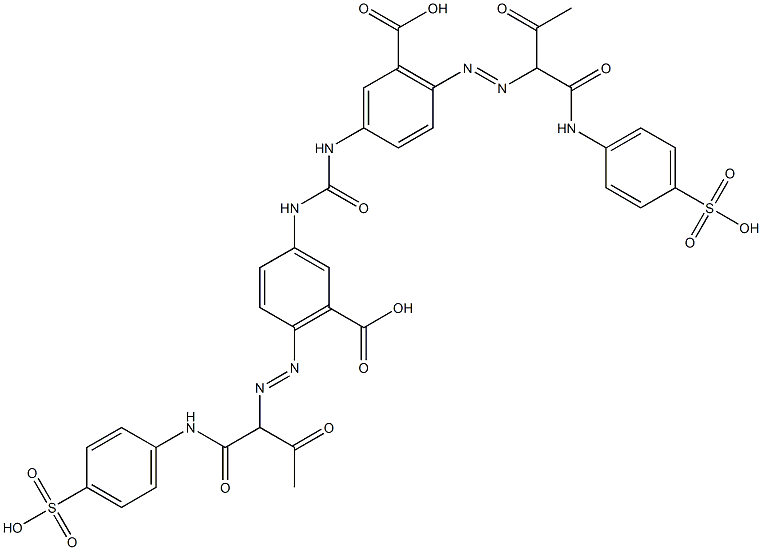 3,3'-(Carbonyldiimino)bis[6-[[2-oxo-1-[[(4-sulfophenyl)amino]carbonyl]propyl]azo]benzoic acid],,结构式