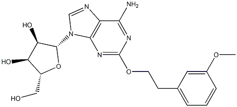 2-[2-(3-メトキシフェニル)エトキシ]アデノシン 化学構造式