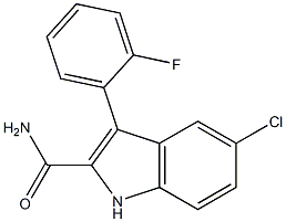 5-クロロ-3-(2-フルオロフェニル)-1H-インドール-2-カルボアミド 化学構造式