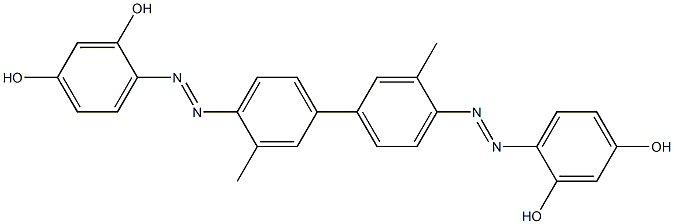 4,4'-[(3,3'-ジメチル-1,1'-ビフェニル-4,4'-ジイル)ビス(アゾ)]ビス[ベンゼン-1,3-ジオール] 化学構造式