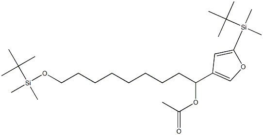 Acetic acid 1-[5-(tert-butyldimethylsilyl)-3-furyl]-9-(tert-butyldimethylsiloxy)nonyl ester 结构式