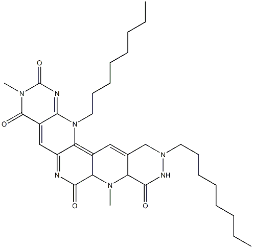  7a,8,10,11,12,14-Hexahydro-3,8-dimethyl-11,14-dioctyl-1,3,6,8,10,11,14-heptaazapentaphene-2,4,7,9(3H,8aH)-tetrone