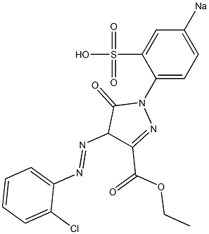 5-Oxo-4,5-dihydro-4-[(2-chlorophenyl)azo]-1-(4-sodiosulfophenyl)-1H-pyrazole-3-carboxylic acid ethyl ester Struktur