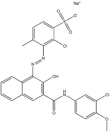 2-Chloro-4-methyl-3-[[3-[[(3-chloro-4-methoxyphenyl)amino]carbonyl]-2-hydroxy-1-naphtyl]azo]benzenesulfonic acid sodium salt,,结构式