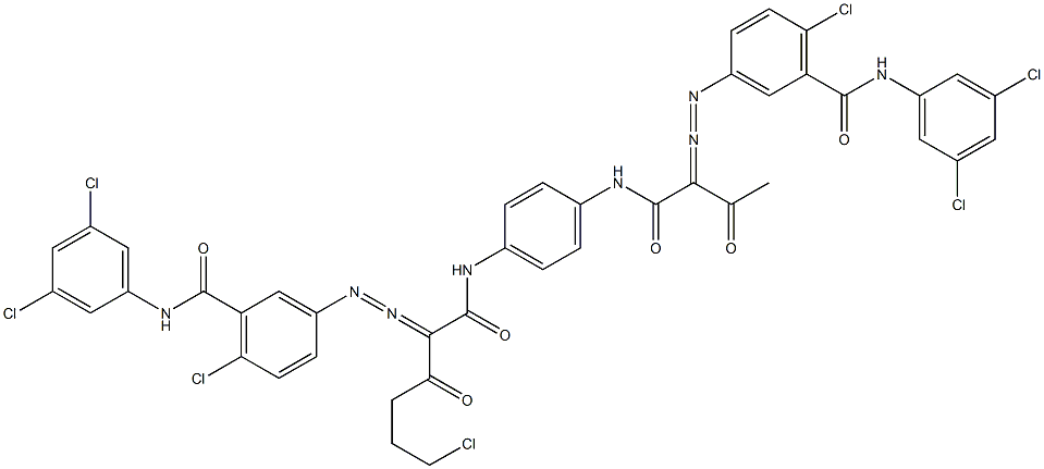 3,3'-[2-(2-Chloroethyl)-1,4-phenylenebis[iminocarbonyl(acetylmethylene)azo]]bis[N-(3,5-dichlorophenyl)-6-chlorobenzamide],,结构式