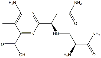 6-Amino-2-[(R)-1-[(S)-2-amino-2-carbamoylethylamino]-2-carbamoylethyl]-5-methylpyrimidine-4-carboxylic acid,,结构式