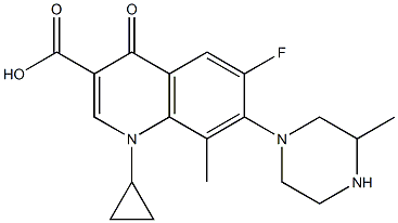 1-Cyclopropyl-6-fluoro-8-methyl-1,4-dihydro-7-(3-methylpiperazin-1-yl)-4-oxoquinoline-3-carboxylic acid Struktur