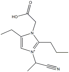 3-(1-Cyanoethyl)-2-propyl-5-ethyl-1-(carboxymethyl)-1H-imidazol-3-ium,,结构式