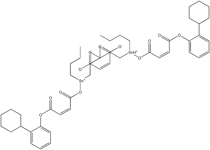 Maleic acid bis[dibutyl[[(Z)-2-(2-cyclohexylphenyloxycarbonyl)vinyl]carbonyloxy]tin(IV)] salt 结构式