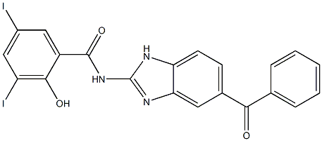 N-[5-Benzoyl-1H-benzimidazol-2-yl]-2-hydroxy-3,5-diiodobenzamide Structure