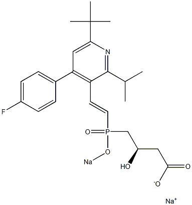 (3R)-4-[[(E)-2-[4-(4-Fluorophenyl)-6-tert-butyl-2-isopropyl-3-pyridinyl]ethenyl]sodiooxyphosphinyl]-3-hydroxybutyric acid sodium salt Struktur