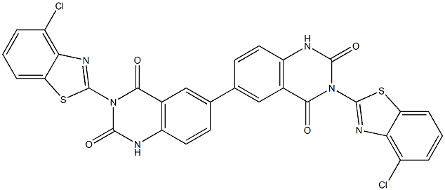 3,3'-ビス(4-クロロベンゾチアゾール-2-イル)[6,6'-ビキナゾリン]-2,2',4,4'(1H,1'H,3H,3'H)-テトラオン 化学構造式