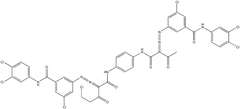 3,3'-[2-(Chloromethyl)-1,4-phenylenebis[iminocarbonyl(acetylmethylene)azo]]bis[N-(3,4-dichlorophenyl)-5-chlorobenzamide],,结构式