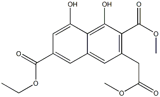 1,8-ジヒドロキシ-6-(エトキシカルボニル)-2-(メトキシカルボニル)-3-ナフタレン酢酸メチル 化学構造式