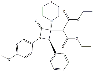 2-[(3R,4R)-3-Morpholino-1-(4-methoxyphenyl)-2-oxo-4-phenylazetidin-3-yl]malonic acid diethyl ester,,结构式