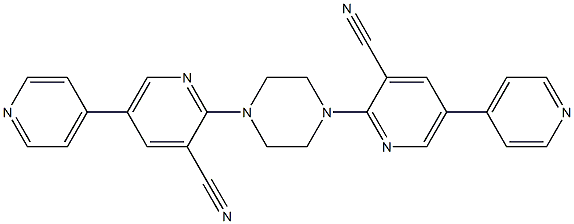 2-[4-[3-Cyano-5-(4-pyridinyl)pyridin-2-yl]piperazin-1-yl]-5-(4-pyridinyl)pyridine-3-carbonitrile Structure