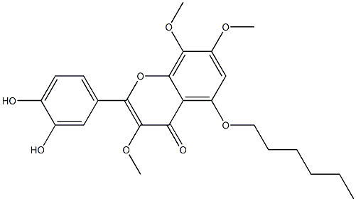 2-(3,4-Dihydroxyphenyl)-5-hexyloxy-3,7,8-trimethoxy-4H-1-benzopyran-4-one Structure