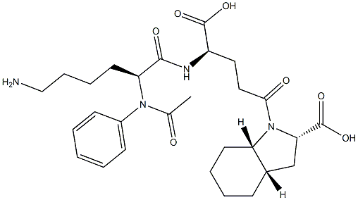 (2S,3aS,7aS)-Octahydro-1-[(4R)-4-[[(2S)-6-amino-2-[phenylacetylamino]hexanoyl]amino]-4-carboxybutyryl]-1H-indole-2-carboxylic acid Structure