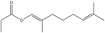 プロピオン酸2,7-ジメチル-1,6-オクタジエニル 化学構造式