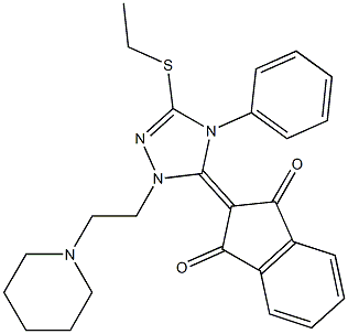 2-[3-Ethylthio-1-(2-piperidinoethyl)-4-phenyl-1H-1,2,4-triazol-5(4H)-ylidene]indane-1,3-dione Struktur