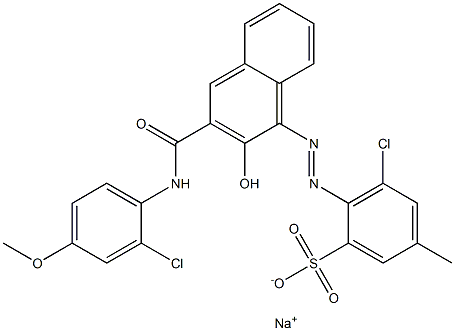 3-Chloro-5-methyl-2-[[3-[[(2-chloro-4-methoxyphenyl)amino]carbonyl]-2-hydroxy-1-naphtyl]azo]benzenesulfonic acid sodium salt 结构式