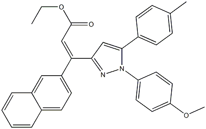 (Z)-3-(2-Naphtyl)-3-[[1-(4-methoxyphenyl)-5-(4-methylphenyl)-1H-pyrazol]-3-yl]propenoic acid ethyl ester,,结构式