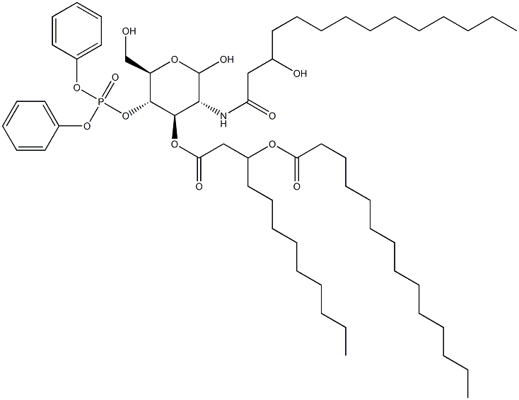 4-O-(Diphenoxyphosphinyl)-3-O-[3-(myristoyloxy)dodecanoyl]-2-[(3-hydroxymyristoyl)amino]-2-deoxy-D-glucopyranose Structure