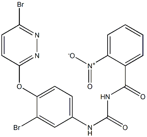 1-(2-ニトロベンゾイル)-3-[4-[(6-ブロモ-3-ピリダジニル)オキシ]-3-ブロモフェニル]尿素 化学構造式