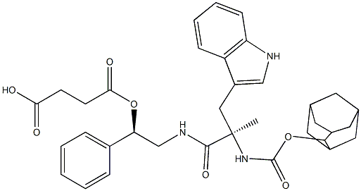 こはく酸水素(R)-2-[[(2R)-2-(アダマンタン-2-イルオキシカルボニルアミノ)-3-(1H-インドール-3-イル)-2-メチルプロパノイル]アミノ]-1-フェニルエチル 化学構造式