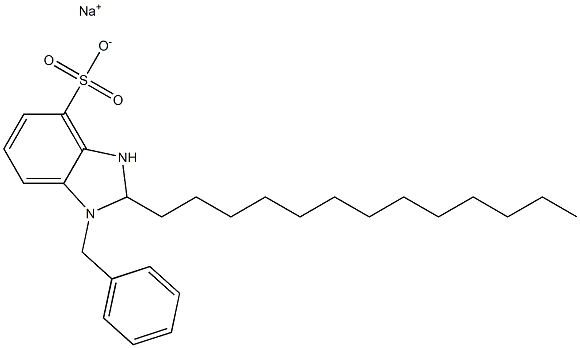 1-ベンジル-2,3-ジヒドロ-2-トリデシル-1H-ベンゾイミダゾール-4-スルホン酸ナトリウム 化学構造式