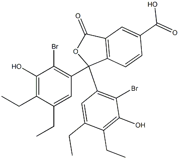 1,1-ビス(6-ブロモ-3,4-ジエチル-5-ヒドロキシフェニル)-1,3-ジヒドロ-3-オキソイソベンゾフラン-5-カルボン酸 化学構造式
