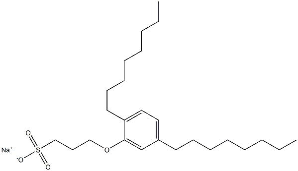 3-(2,5-ジオクチルフェノキシ)プロパン-1-スルホン酸ナトリウム 化学構造式