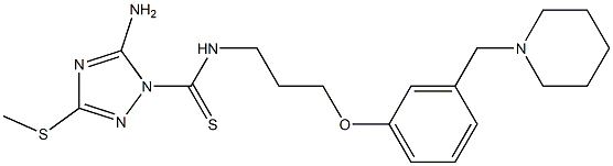 5-Amino-3-(methylthio)-N-[3-[3-(piperidinomethyl)phenoxy]propyl]-1H-1,2,4-triazole-1-carbothioamide,,结构式