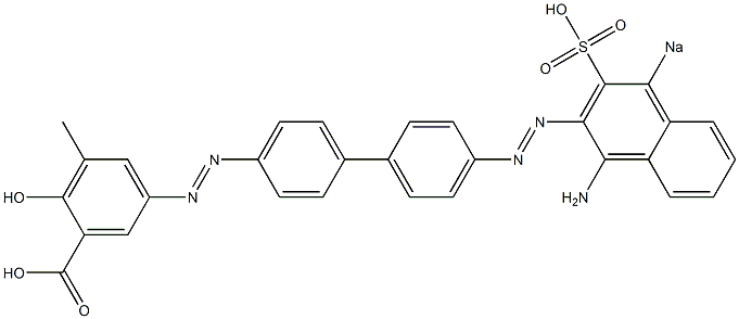5-[[4'-[(1-Amino-4-sodiosulfo-2-naphtyl)azo]-1,1'-biphenyl-4-yl]azo]-2-hydroxy-3-methylbenzoic acid,,结构式