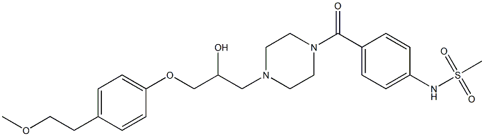 1-[4-(Methylsulfonylamino)benzoyl]-4-[2-hydroxy-3-[4-(2-methoxyethyl)phenoxy]propyl]piperazine Structure