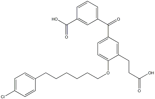 5-(3-Carboxybenzoyl)-2-[6-(4-chlorophenyl)hexyloxy]benzenepropanoic acid,,结构式