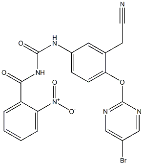 1-(2-Nitrobenzoyl)-3-[4-[(5-bromo-2-pyrimidinyl)oxy]-3-cyanomethylphenyl]urea Structure