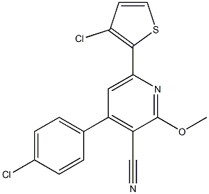 2-メトキシ-4-(4-クロロフェニル)-6-(3-クロロ-2-チエニル)ピリジン-3-カルボニトリル 化学構造式