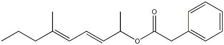 フェニル酢酸1,5-ジメチル-2,4-オクタジエニル 化学構造式